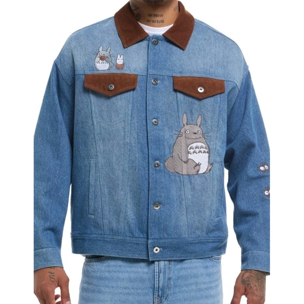 Our Universe Studio Ghibli My Neighbor Totoro Flannel Lined Denim Jacket Men 2XL